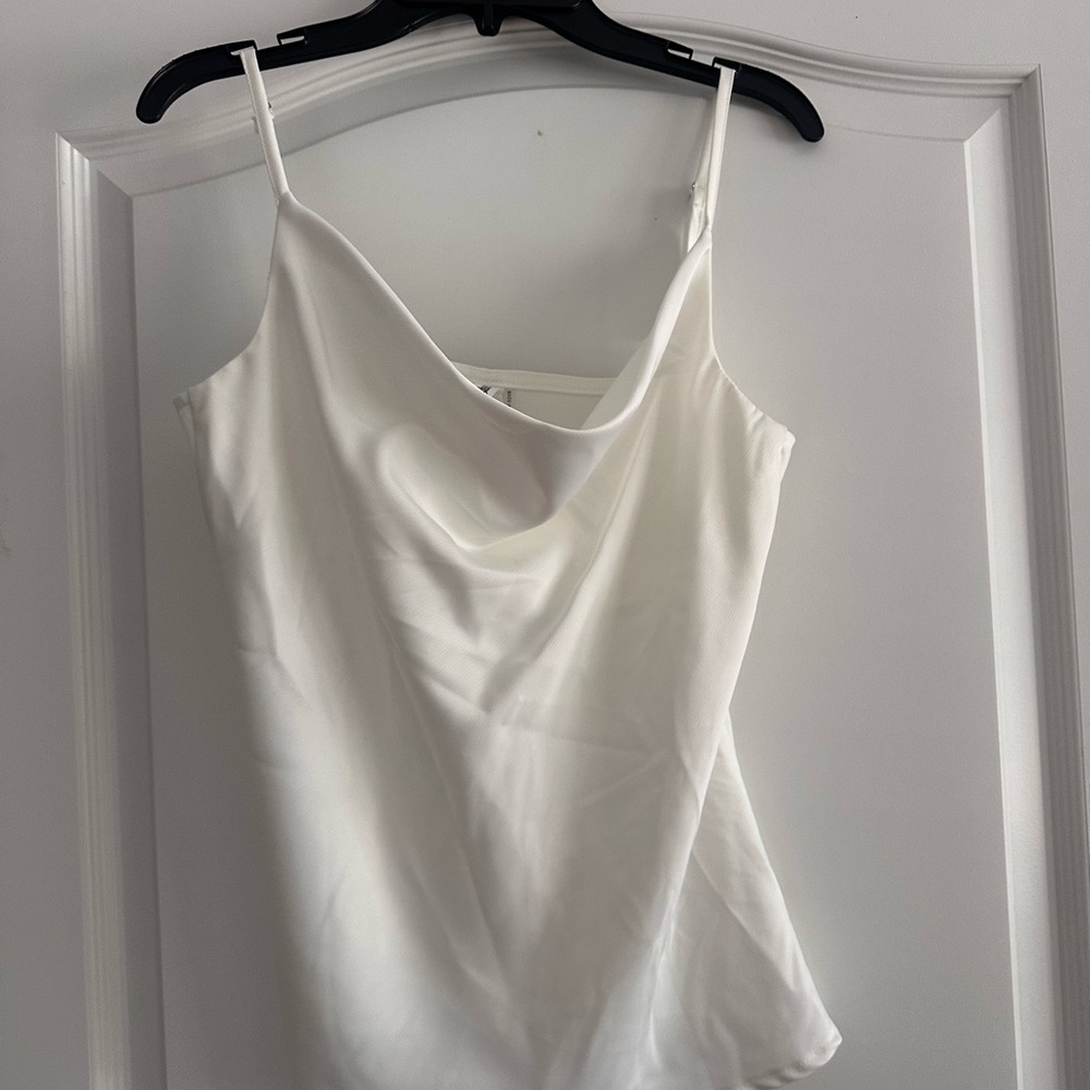 Glam White Asymmetrical Sleeveless Camisole